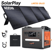 SolarPlay Portable Power Station, 2500W/2304Wh Large Capacity Solar Generator, with 400W Solar Panel, 4 AC Outlets (5000W Peak), Emergency Power Station for Home, Camping, Outdoor Battery Backup