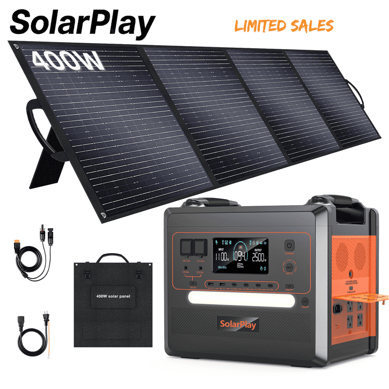 SolarPlay Portable Power Station, 2500W/2304Wh Large Capacity