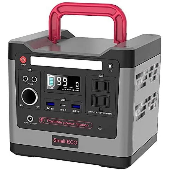 Portable Power Station - 298Wh Solar Generator Backup LiFePO4 Battery 110V/320W Pure Sine Wave AC Outlet for Outdoors Camping Travel Family Hunting Emergency