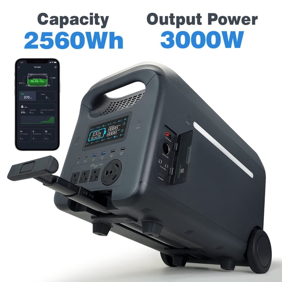 Portable Power Station 3000W (Peak 5000W), 2560Wh LiFePO4 Battery Generator, 1.7 Hrs Fast Charging Solar Generator For Camping & RVs, Off-Grid Power Outage, Home Emergency Backup, UPS Function