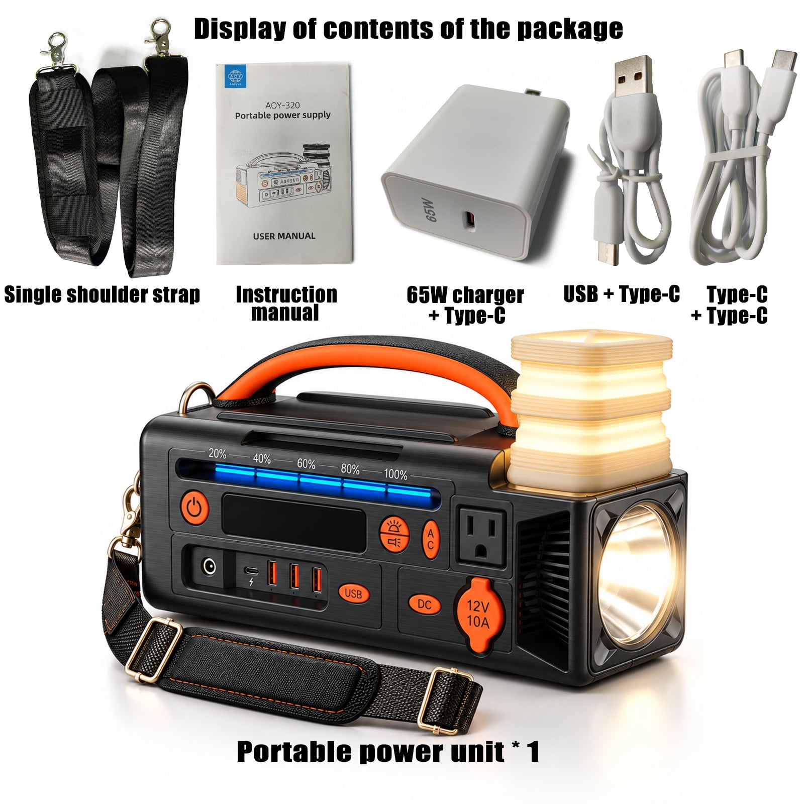 Portable Power Station 300W 296Wh Solar Generator, 80000mAh Lithium ...