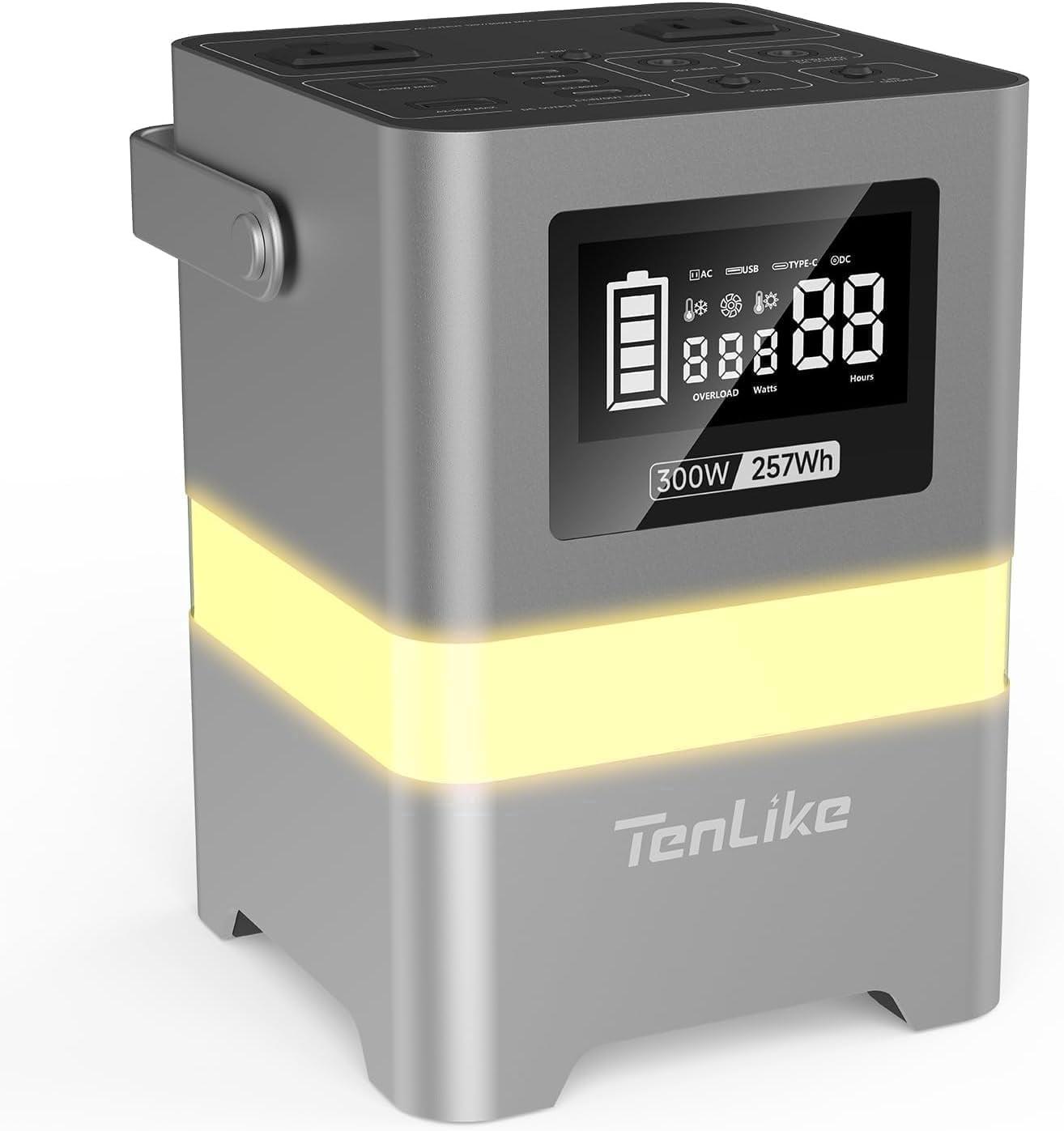 Portable Power Station, 300W 257Wh with Color LED Light, PD 100W