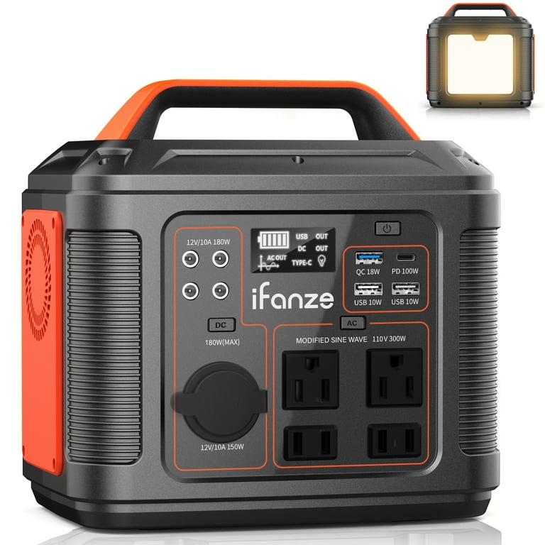 Portable Power Station 300W, iFanze 296Wh 80000mAh Outdoor Solar Generator  for Outdoor Camping, Home Backup, RV Camping, Emergency, Power Outages