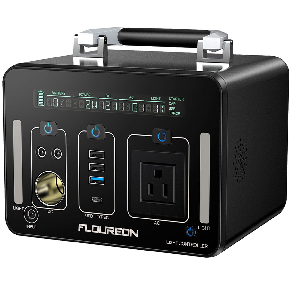 Portable Power Station, FLOUREON 500Wh Solar Generator for home use with AC Outlet, 12V Car, USB Output Power Supply for camping Road Trip Emergency Backup