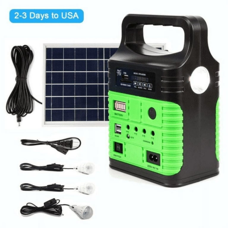 Portable Power Station, Solar Generator with 6W Solar Panel, 2 or 3 LED Light Bulb, Camp Lamps with 5V Output Can Charge Power Bank, USB DC Outlets, for Outdoor Camping, Home Emergency Power Supply Portable Power Station, Solar Generator with 6W Solar Panel, 2 or 3 LED Light Bulb, Camp Lamps with 5V Output Can Charge Power Bank, USB DC Outlets, for Outdoor Camping, Home Emergency Power Supply
