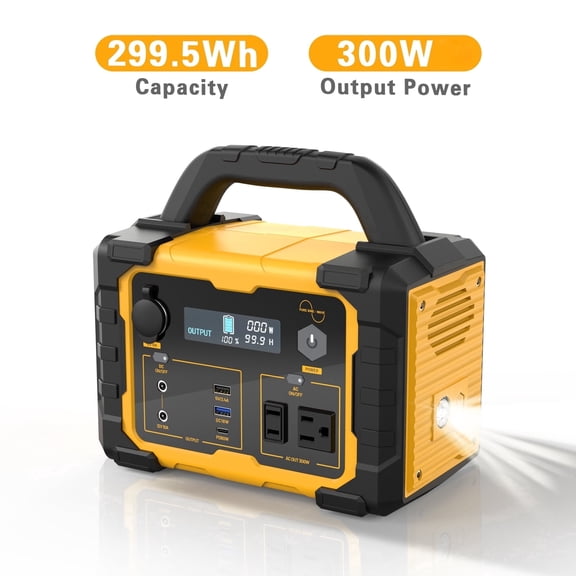 300W Portable Power Station, Solar Generator 299Wh Lithium Backup Battery, 300W AC Outlet for Camping Travel Hunting Blackout (Solar Panel Optional)