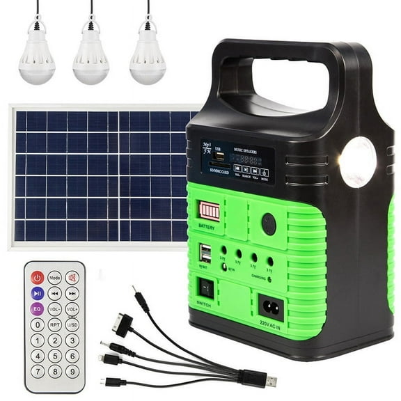 Portable Power Station,Solar Generator with Panels included,LiFePO4 Lithium Battery Pack Small Solar Powered Generator with DC/USB Outlets,LED Flashlight for Home Use,Outdoor Camping Quiet(Green)
