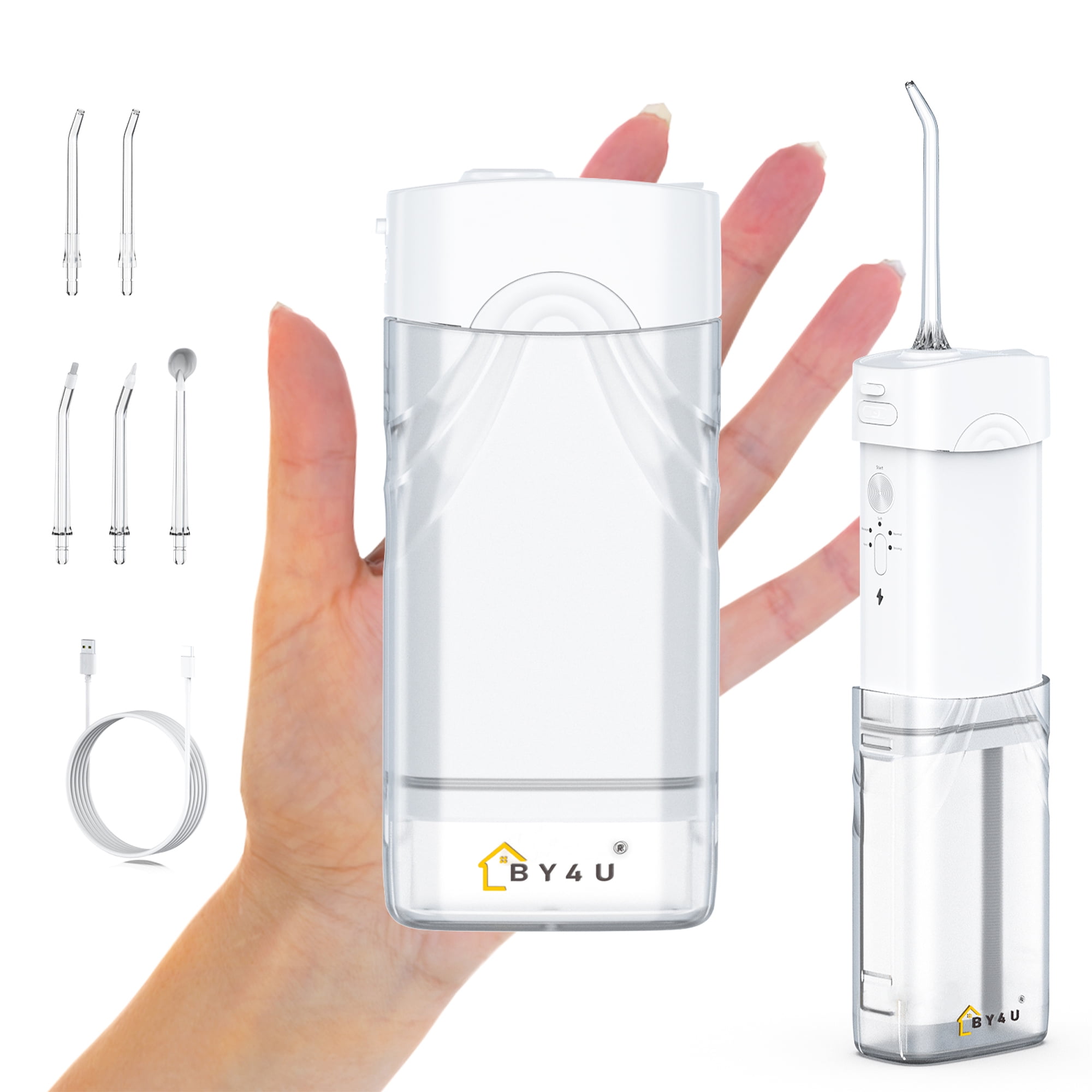 Portable Power Water Flosser,Upgraded Mini Electric Cordless Oral Irrigator,Telescopic 200ml Tank,5 Modes & IPX7,Home & Travel Rechargeable Water Dental Flosser for Teeth, Gums, Braces Cleaner Care