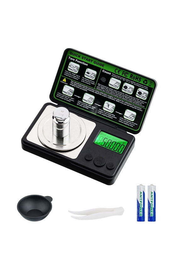 Portable Precision Pocket Scale 50g Capacity 0.001g Resolution with Backlit LCD Display