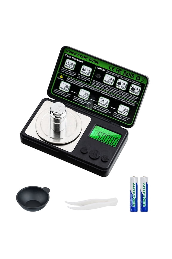 Portable Precision Pocket Scale 50g Capacity 0.001g Resolution with Backlit LCD Display