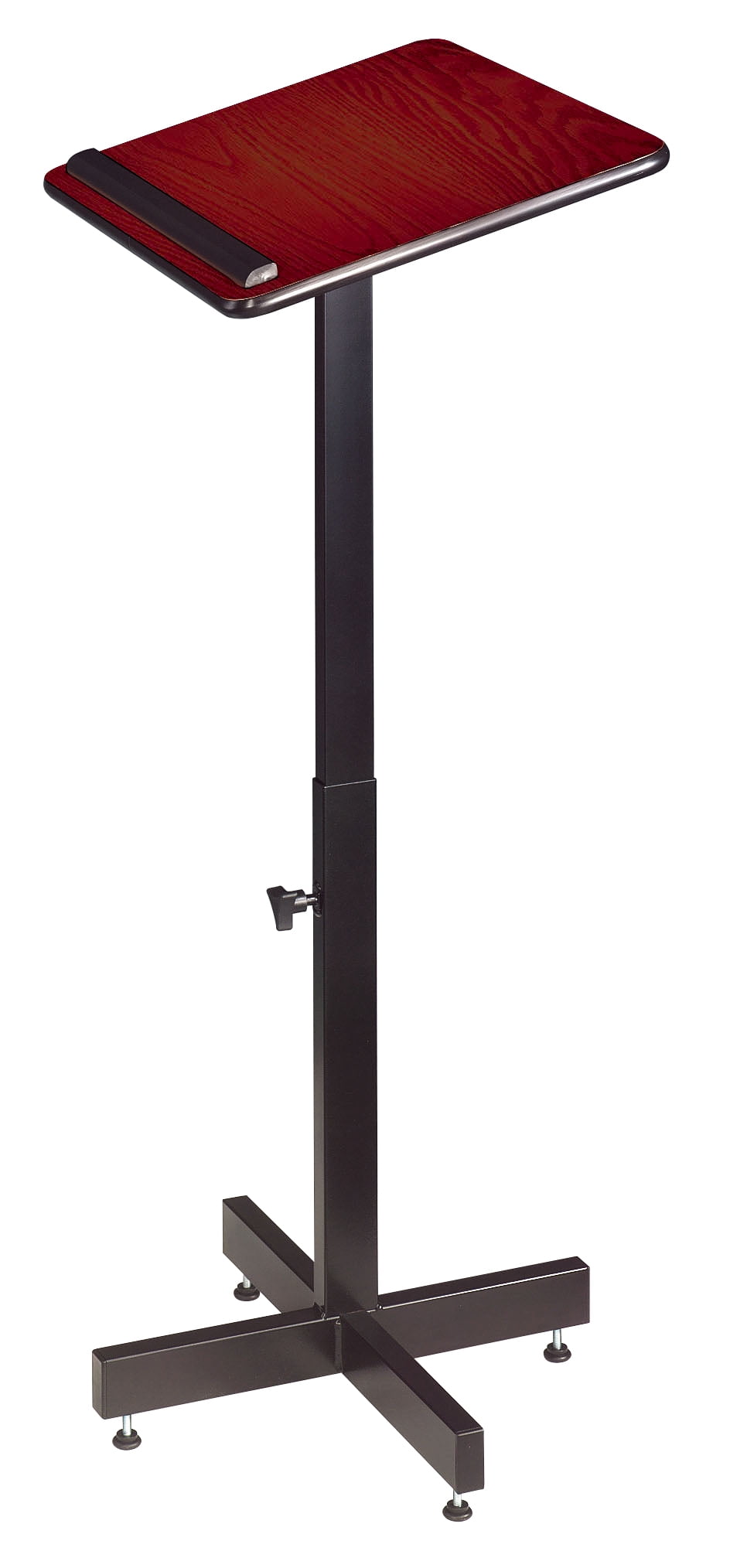 Adjustable Black and Mahogany Mobile Steel Lectern