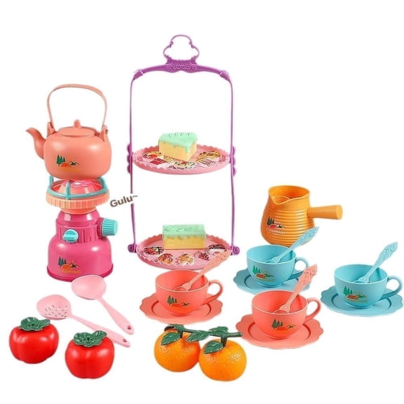 Unbranded Portable Tea Set, Complete Tabletop Teapot and Cups Kit with Dessert Decor and Storage Case, Home Decorative Ornament