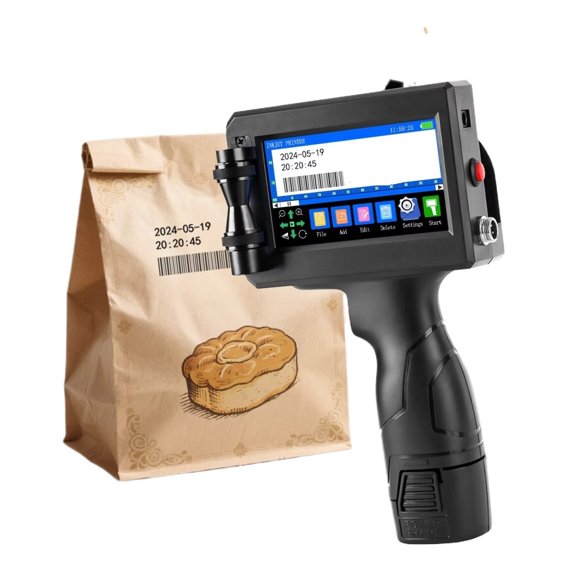 Portable Printer 12.7mm/25.4mm Handheld Inkjet Printer Batch Number Logo Date QR Barcode Image Label Coding Machine ,Easy to Install