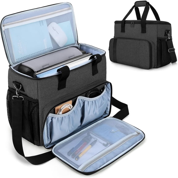 Portable Printer Carrying Case Compatible with, Wireless Mobile Printer Bag with 15.6” Laptop Sleeve and Accessory Pockets for Power Cable and Cartridges