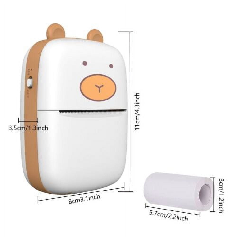 Portable Printer Mini Pocket Bluetooth Inkless Thermal Printer 1Rolls Paper