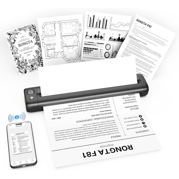 Portable Printers Wireless for Travel, Bluetooth Mobile Printer, Thermal Inkless Printer School/Office/Home Use, Compatible with Android,iOS & Laptop (Gray)