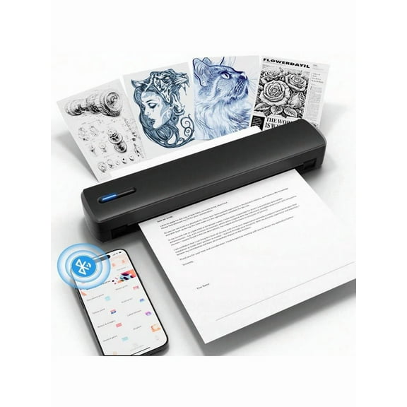 Portable Printers Wireless For Travel, Support 8.8" X 33" US Letter, Bluetooth Thermal Printer Compatible With IOS, Android & Laptop, Inkless Mobile Printer For Office, Home, School