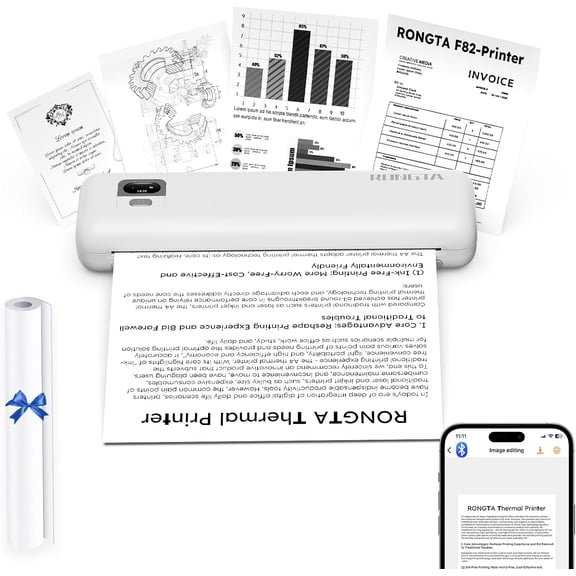 Portable Printers Wireless for Travel,Thermal Inkless Printer for School/Office/Home Use, Support 8.5x11 US Letter&A4 Thermal Paper, Compatible with Android,iOS & Laptop (White)