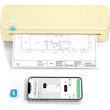 Portable Printers for Travel, Thermal Inkless Printer, Support 8.5" X 11" Thermal Paper(Yellow)