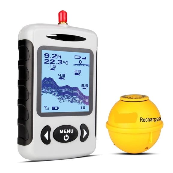 Portable Professional Sounder Wireless Sonar Fish Finder Fishing Probe Detector Fishfinder with Dot Matrix Waterproof Underwater Fish Finder