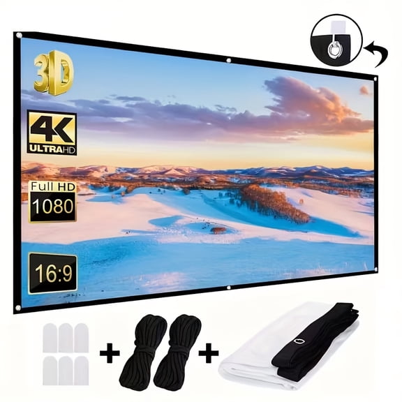 Portable Projection Screen 150-inch 4K UHD - Compatible with Smartphones, Laptops, Projectors for Home Theater, Classroom, Office - Indoor/Outdoor, No Power, Easy Setup (2025 Model)