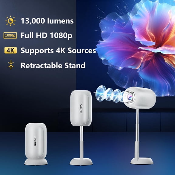 Portable Projector 4K Support, 300 ANSI Full HD 1080p with WiFi Auto