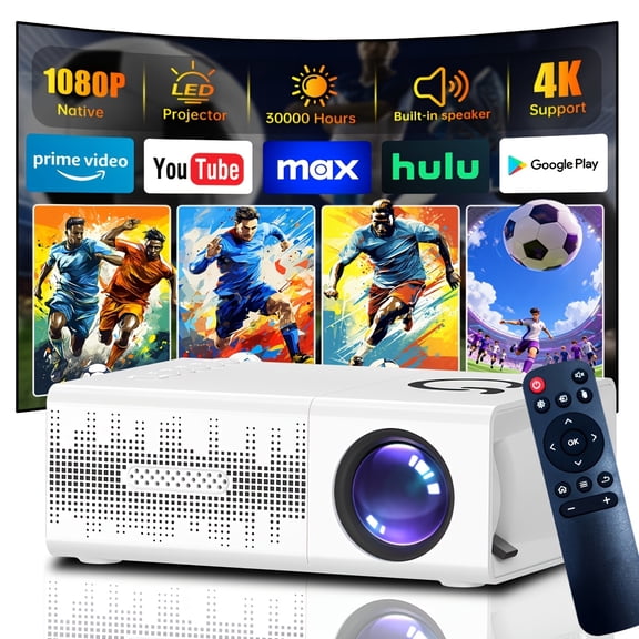Portable Projector, High-definition Projector, Supports Native 1080P Resolution And 4K Output, Compatible with Mobile Phones/PC/USB/TV Sticks, Suitable for Home Theaters/offices