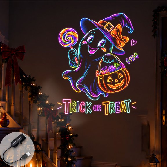 Portable Projector Lamp Ghost Lollipop Pumpkin Candy Projection for Halloween Trick or Treat Vibe