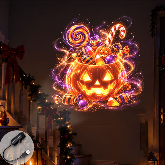 Portable Projector Lamp Pumpkin Candy Magic Projection for Halloween Party Festive Atmosphere