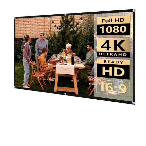 Portable Projector Screen 100/120/150 Inch HD 16:9 High Brightness Reflective Foldable Fabric Cloth Screen ,Wrinkle-Free