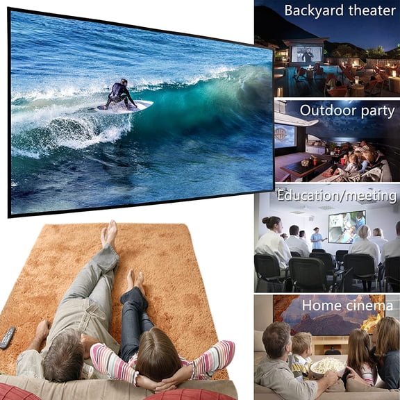 Portable Projector Screen 120 inch with Combined Pole Frame Black Backing Silver Foldable Projection Screen