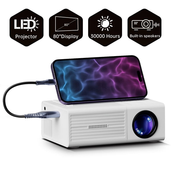 Portable Projector, Supports 4K Decoding, USB Connection, Equipped with Remote Control, Compatible with Smartphones And LCD Screens, Native Resolution 1080P, High-quality Speakers | Modern Projector