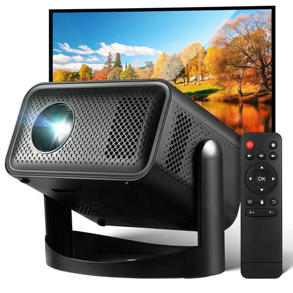 Portable Projector with WiFi and Bluetooth, Movie projector 4K HD Supported, 180° Rotatable, Compatible with TV Stick, HDMI, USB, Smartphone