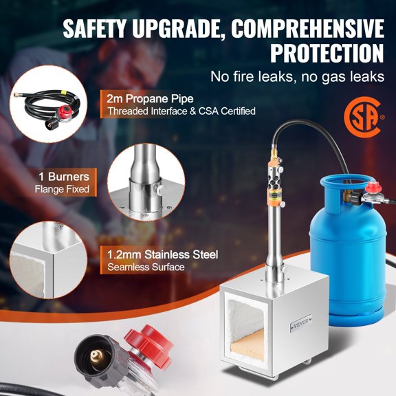 Portable Propane Forge - 1 Burner Farrier & Knife Making Forge, 2600F, Metal Square Design