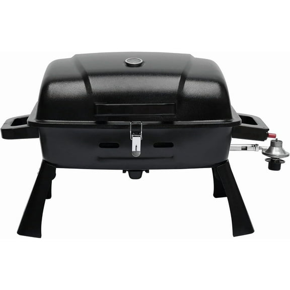 Portable Propane Gas Grill, 1-Burner Tabletop Compact BBQ Grill with Folding Legs and Lockable Lid for Camping, Tailgating & Outdoor Cooking, Hassle-Free Setup