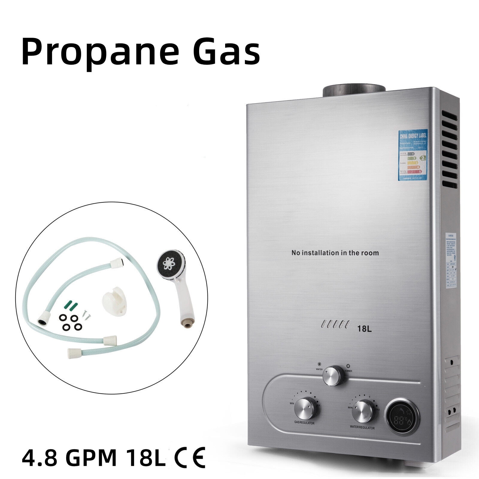 Portable Propane Gas Water Heater 18L Tankless Hot Water Heater