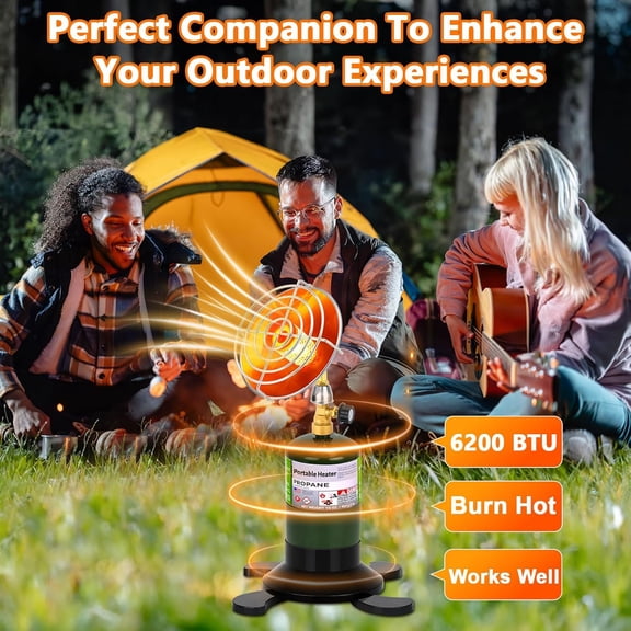 Portable Propane Heater for Camping Outdoor, Space Patio Heater with Control Valve Cordless, Tent Heaters with Foldable Tank Holder for Winter Tent Hiking Ice Fishing Hunting$$Garden & Patio