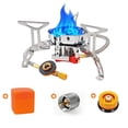 thumbnail image 1 of Portable Propane Outdoor Camping Stove - GEEKHOM 6800W Windproof Gas Stove with Piezo Ignition; 2 Fuel Canisters (Butane/Propane) Backpack Stove, Ideal for Hiking and Picnics; Tripod Base and Adapter, 1 of 11
