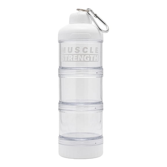 Portable Protein Powder Container with Carabiner, Stackable Supplement Storage Bottle, Small Travel Shaker Accessory for Gym, Workout, Travel, Outdoor, 2.76"x9.06", C