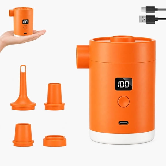 Portable Pump for Inflatables |Travel Rechargeable USB Mattress Pump |Small Blow Up Tool, Automatic Inflating Deflating Device for Outdoor Camping Sleep Beds Pool Floats Swimming