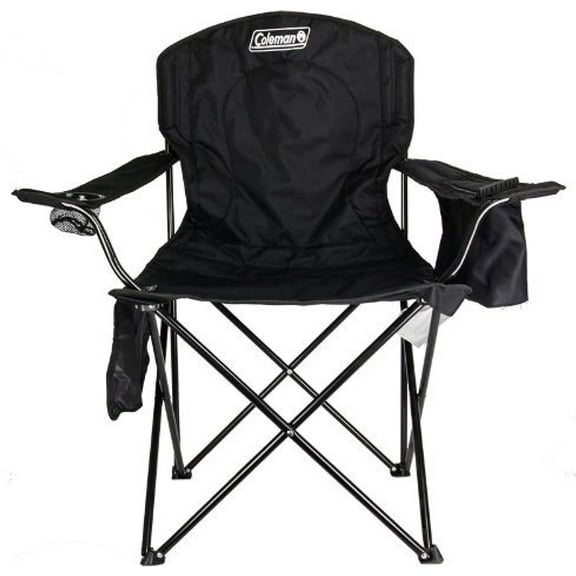 Portable Camping Chair with 4-Can Cooler, Cushioned Seat & Back with Side Pockets & Cup Holder, Carry Bag Included, Great for Camping, Tailgating, Firepits, Patio, & More