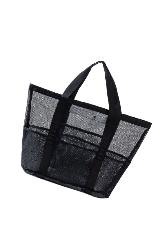 Portable Quick-Dry Mesh Beach Bag, Lightweight Water-Resistant Shoulder Tote with Storage Pouches for Travel & Camping