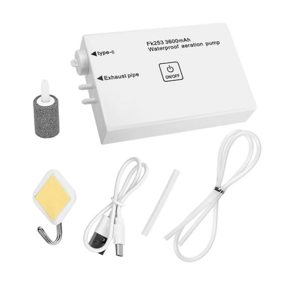 Portable Quiet Aquarium Bubbler Rechargeable Adjustable with LED Indicators for Commercial Pool Hydroponics Fish Tank