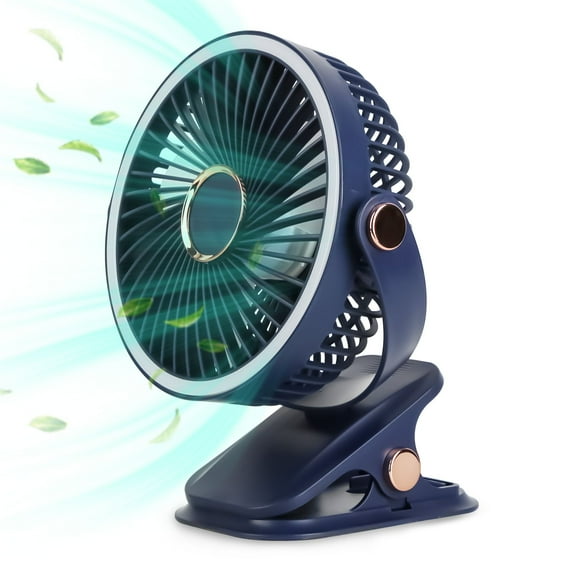 Portable Quiet Clip On Fan With 5 Speeds 3 Brightness 720° Fully Adjustable Angle Type-C Rechargeable Clip Desk Wall Mounted Fan For Camping Office Home Dorm Stroller Car