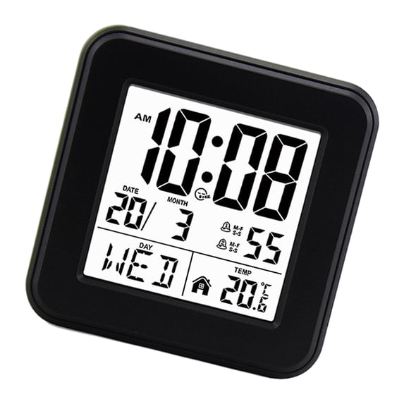 Computer Monitor Clock Portable Quiet Digital Alarm Clock Operated LCD Screen with Date Day ...