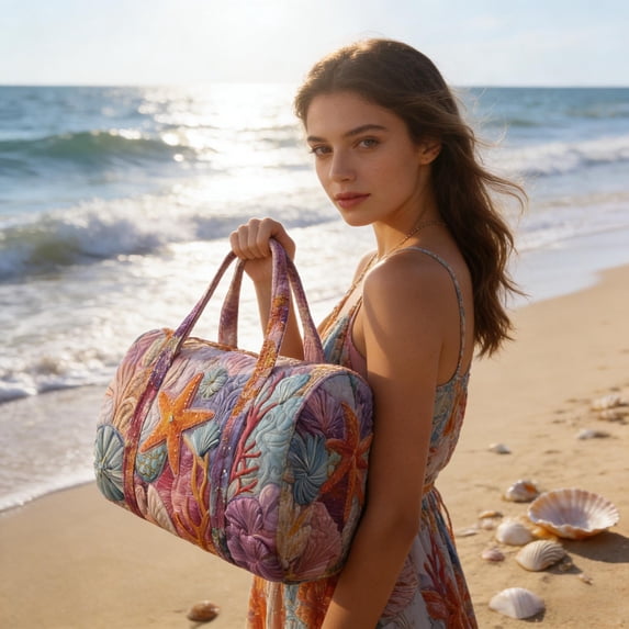 Portable Quilted Embroidered Handbag, Bohemian Dragon Print Quilted Duffle Bag , Casual Travel Tote Handbag Women Men Weekender Bags