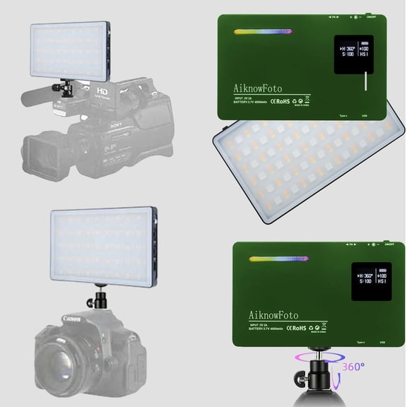 Portable RGB LED Camera Light - 2500K-8500K CCT/HSI Dimmable, 4000mAh Battery & 10 Creative Effects for Video Recording, Streaming, Gaming, Video Calls