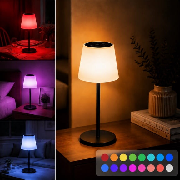 Portable RGB Solar Lamp with Adjustable Brightness 2 Charging Modes, 15 Color Options, Perfect for Outdoor Parties, Camping Trips, or Home Decor