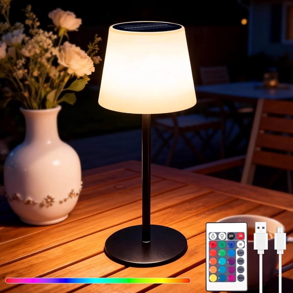 Portable RGB Solar Lamp with Adjustable Brightness 2 Charging Modes, 15 Color Options, Perfect for Outdoor Parties, Camping Trips, or Home Decor