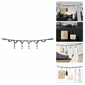 Portable RV Clothesline Set, Car Hanging Clothes Drying Rack with 4 Carabiners, Travel Laundry Line for Camping Road Trips, Black with Metal Hooks